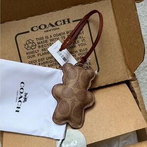 Coach Monogram Brown Teddy Bear Purse Charm - NWT